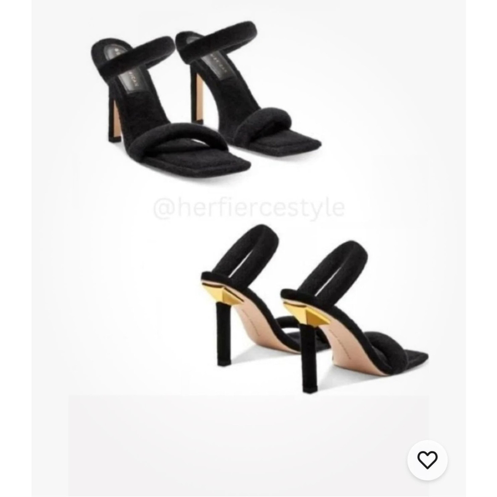 Good American | Terry Cloth Double Band Square Toe Stiletto Heels | Size 11M NWT